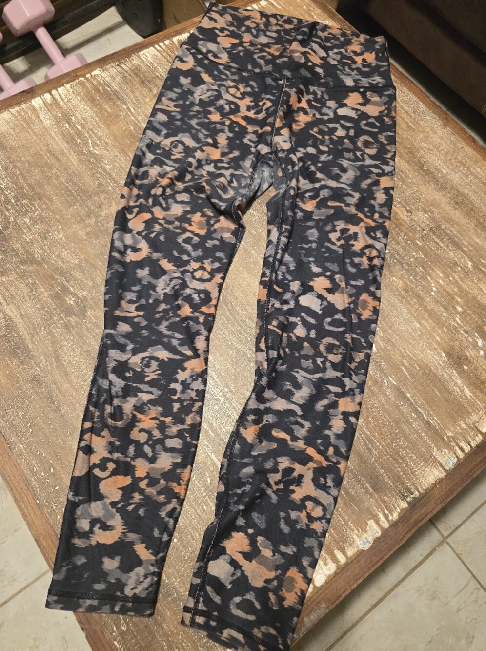 Fabletics Black, Brown & Gray Printed High-Rise Leggings